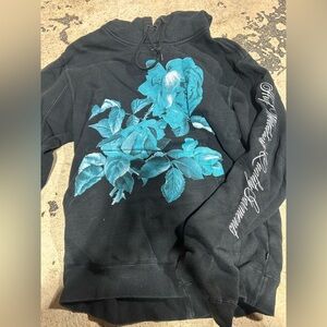 HUF Black and Teal Floral Crewneck Sweater